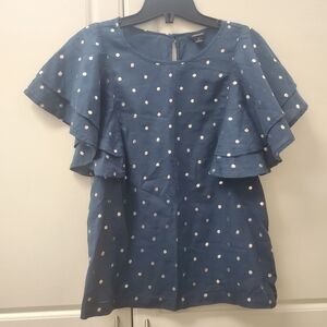 J. Crew Jeans Ruffle Sleeve Top